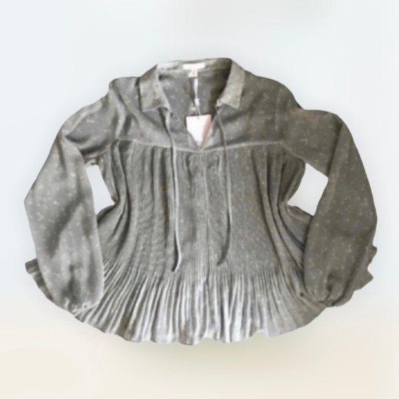 Blouse LC Lauren Conrad Green Small Sheer Floral - Picture 3 of 8